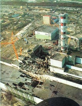 Tschernobyl Block 4 nach der Explosion
