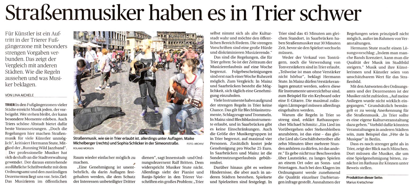 Straßenmusiker haben es in Trier schwer