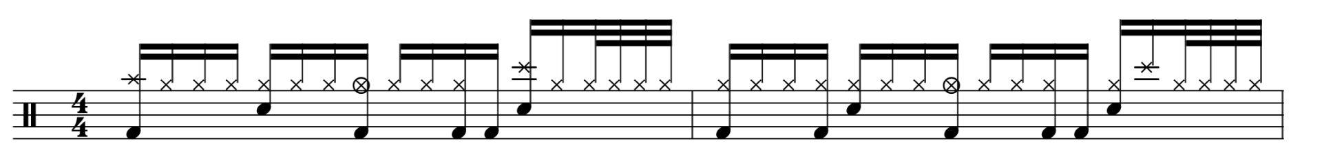 Transkription des Drumparts des Zwischenspiels der 2005er Version